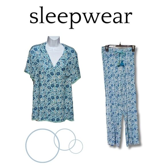 NEW - WONDERLY LOUNGE / SLEEPWEAR WITH FRINGED SLEEVES AND 3 BUTTON TOP (71443) - Picture 2 of 9